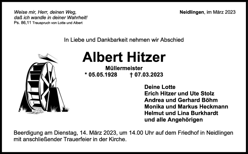 Trauer Albert Hitzer <br><p style=