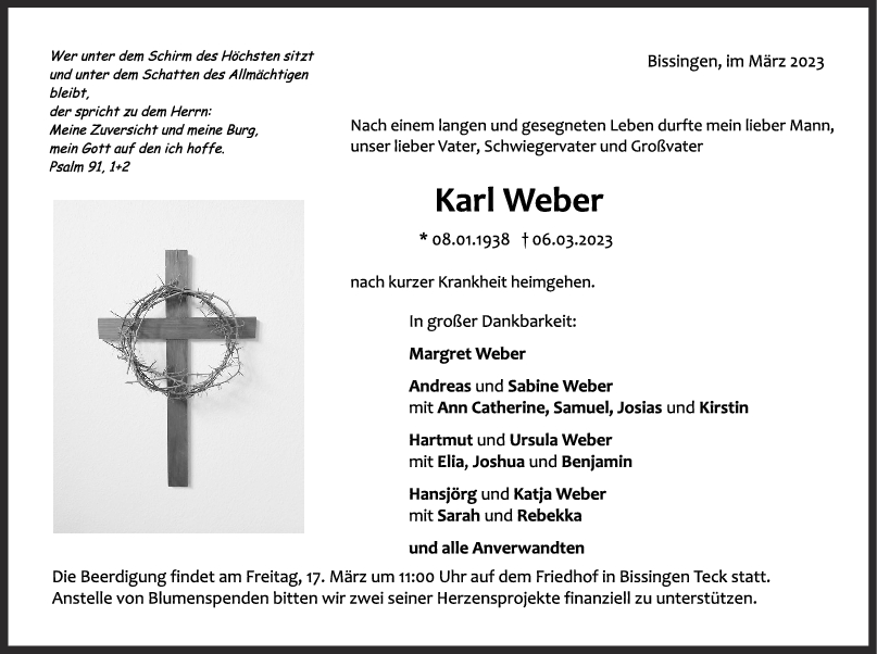 Trauer Karl Weber <br><p style=