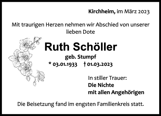 Trauer Ruth Schöller <br><p style=