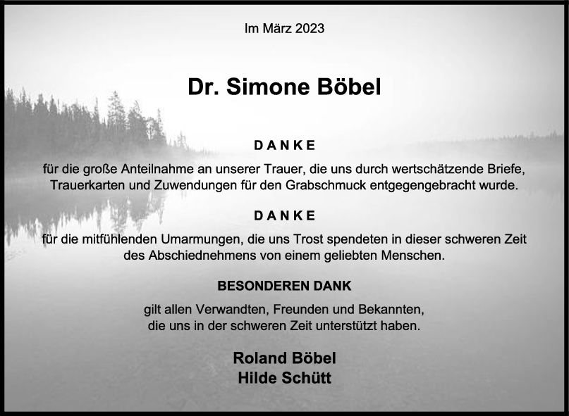 Danksagung Dr. Simone Böbel <br><p style=
