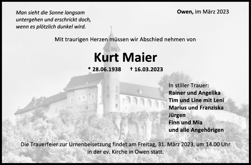 Trauer Kurt Maier <br><p style=
