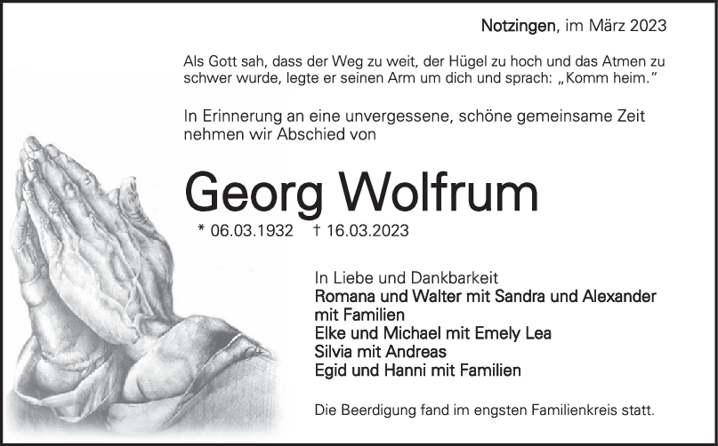 Trauer Georg Wolfrum <br><p style=