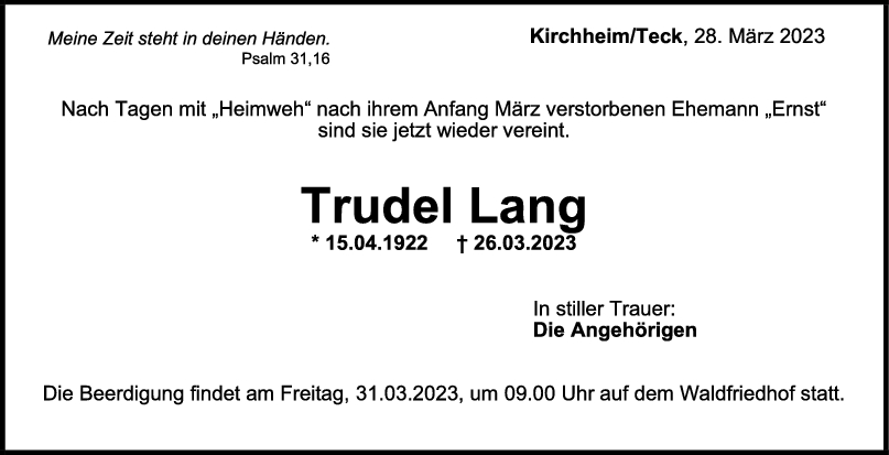 Trauer Trudel Lang <br><p style=