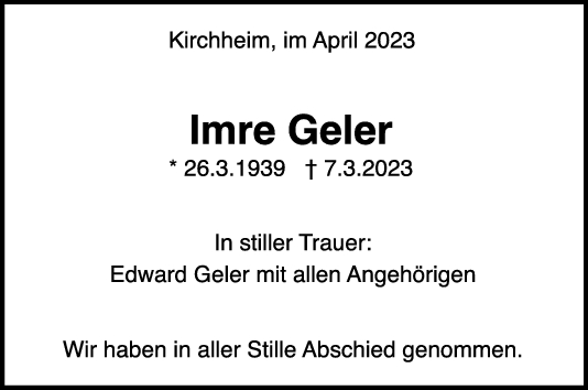 Trauer Imre Geler <br><p style=