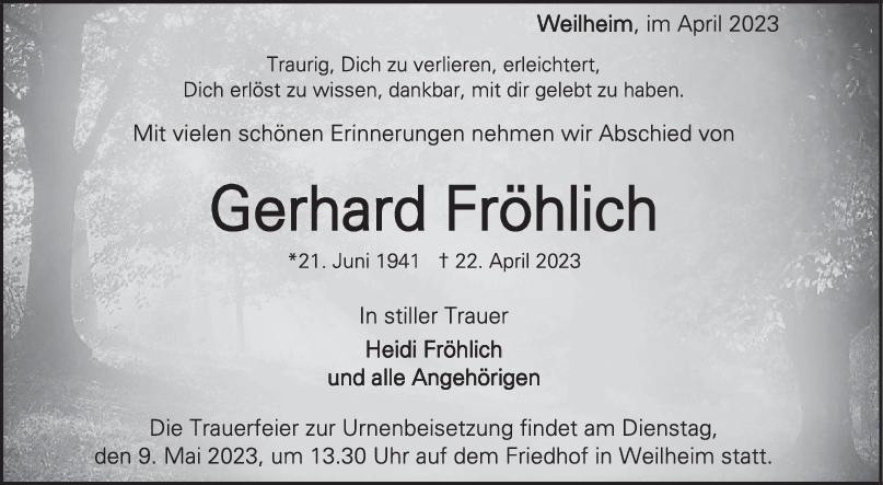 Trauer Gerhard Fröhlich <br><p style=