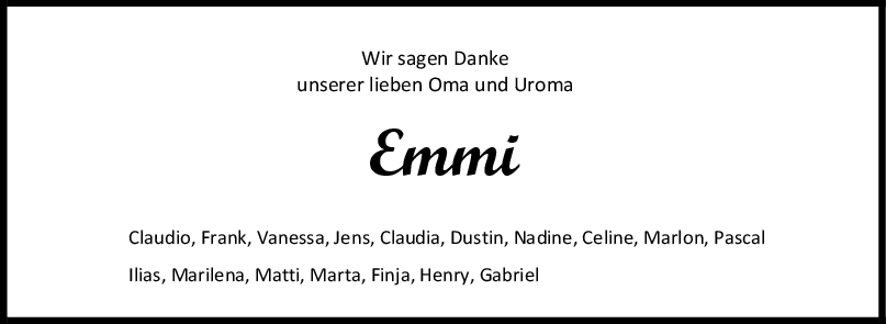 Trauer Oma und Uroma Emmi 16/05/2023