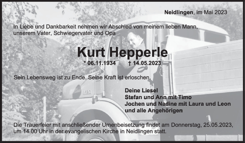 Trauer Kurt Hepperle <br><p style=
