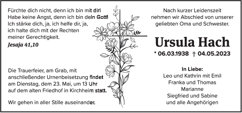 Trauer Ursula Hach 20/05/2023