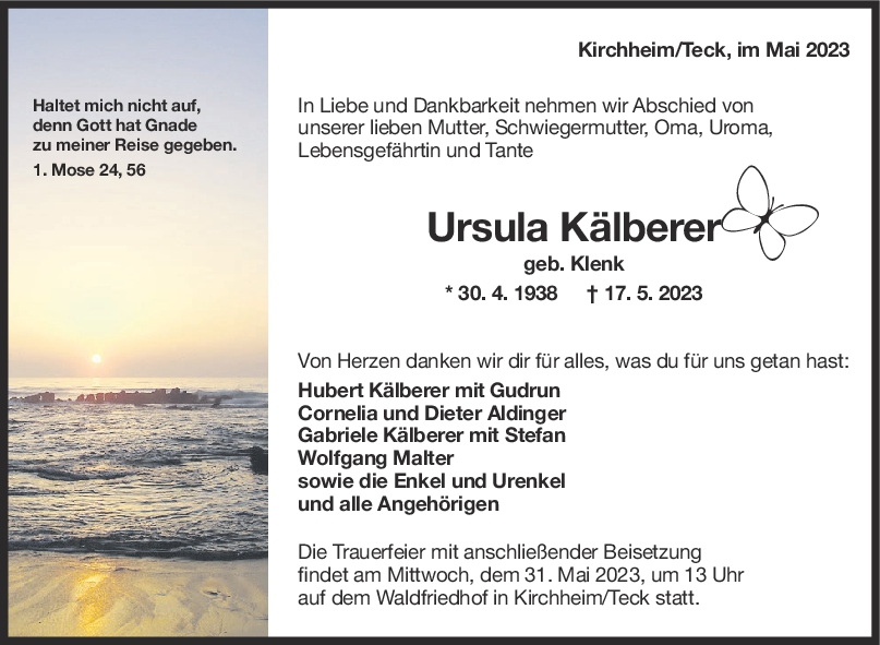 Trauer Ursula Kälberer <br><p style=