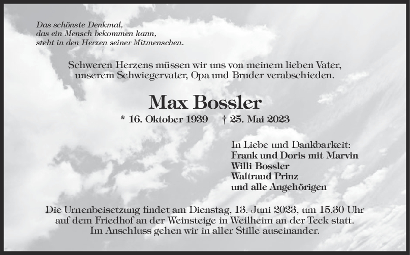 Trauer Max Bossler <br><p style=