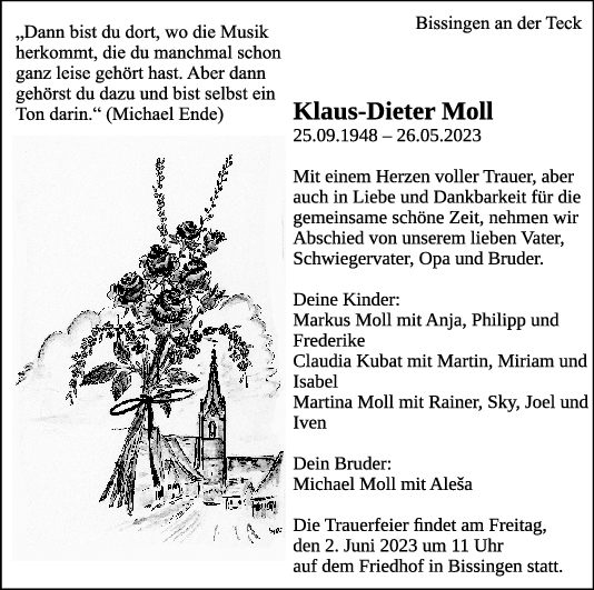 Trauer Klaus-Dieter Moll <br><p style=