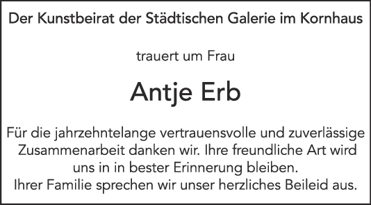 Nachruf Antje Erb <br><p style=