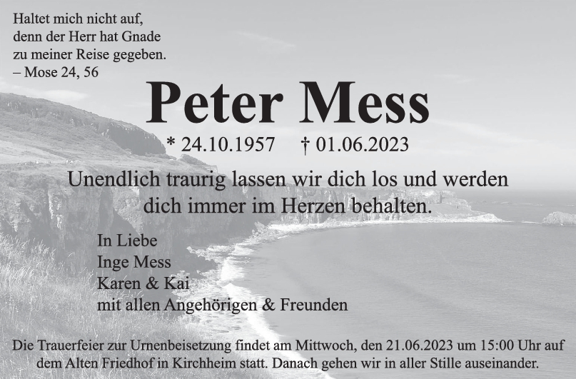 Trauer Peter Mess <br><p style=