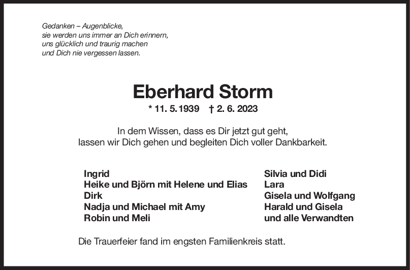 Trauer Eberhard Storm <br><p style=