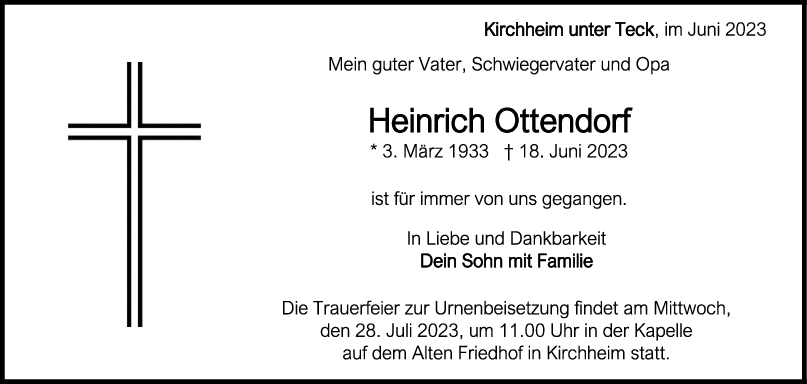 Trauer Heinrich Ottendorf 24/06/2023
