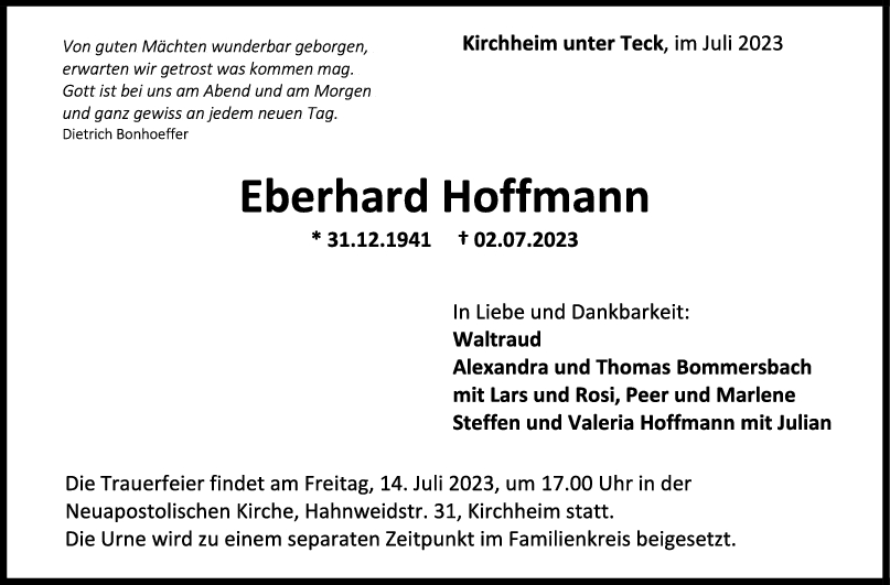 Trauer Eberhard Hoffmann <br><p style=