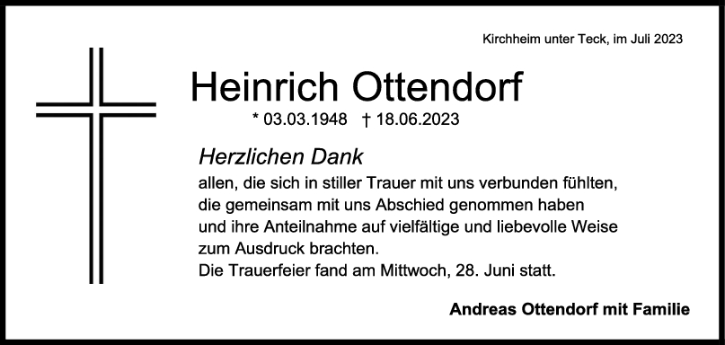 Danksagung Heinrich Ottendorf 08/07/2023