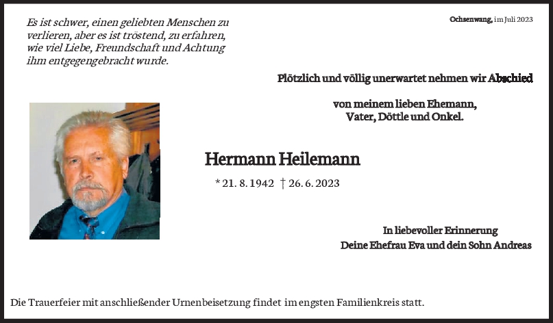 Trauer Hermann Heilemann <br><p style=