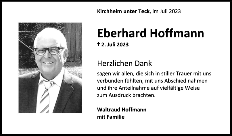 Danksagung Eberhard Hoffmann 22/07/2023