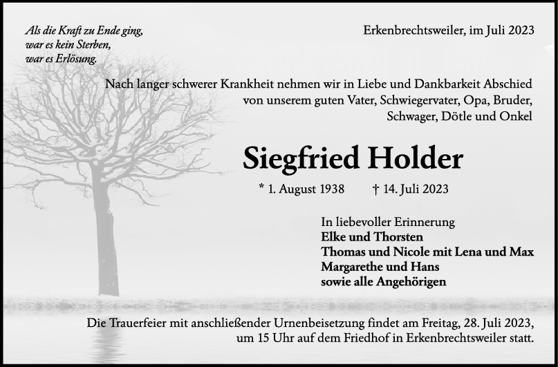 Trauer Siegfried Holder <br><p style=