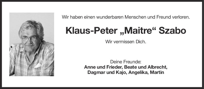 Nachruf Klaus-Peter 
