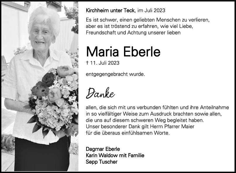 Trauer Maria Eberle <br><p style=