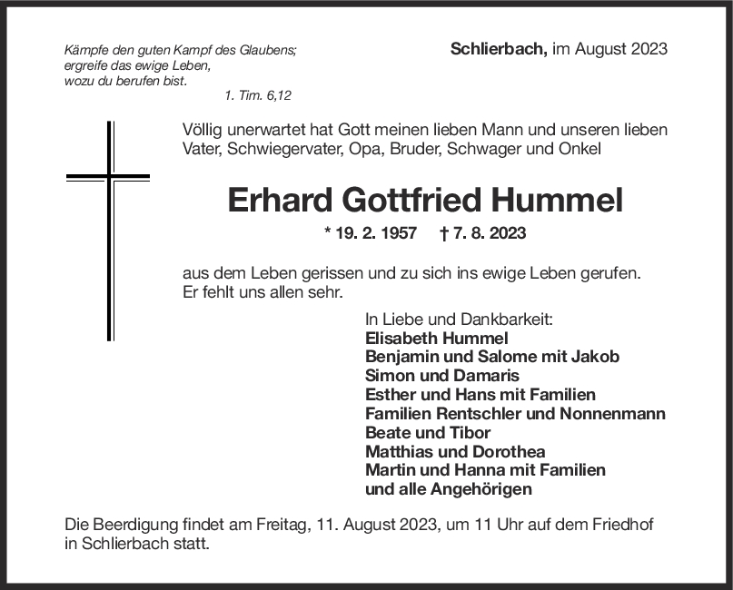 Trauer Erhard Hummel <br><p style=