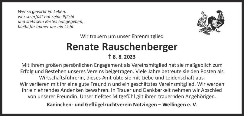 Nachruf Renate Rauschenberger <br><p style=