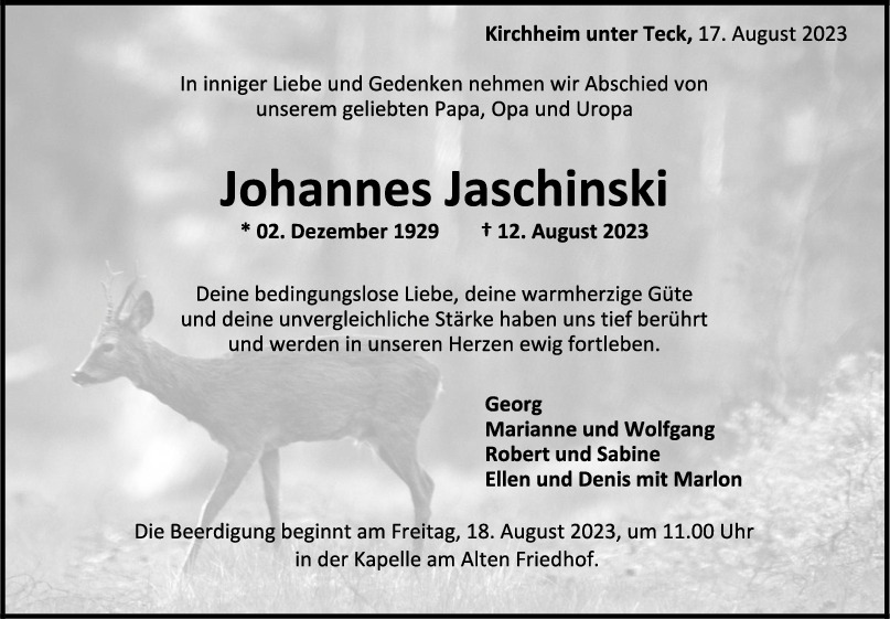 Trauer Johannes Jaschinski <br><p style=