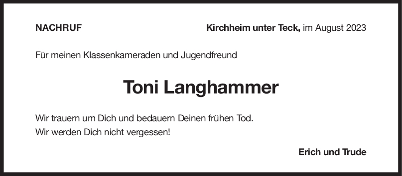 Nachruf Toni Langhammer <br><p style=