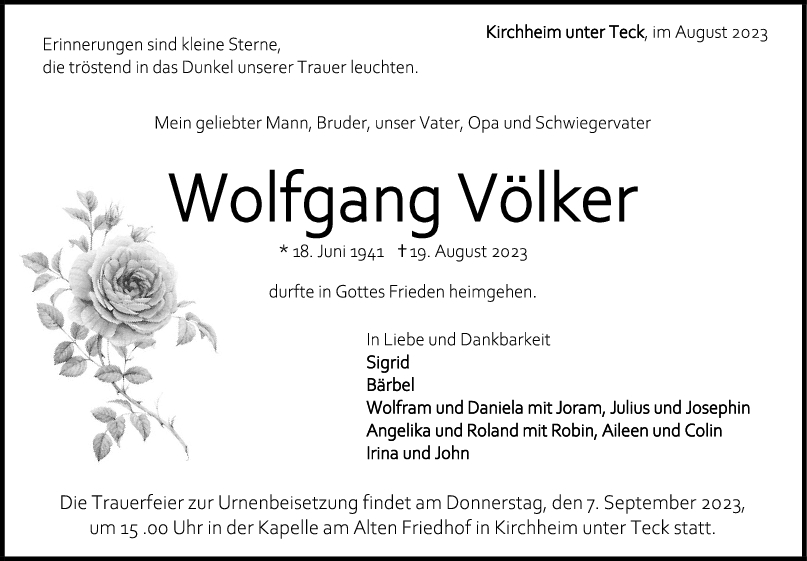 Trauer Wolfgang Völker <br><p style=