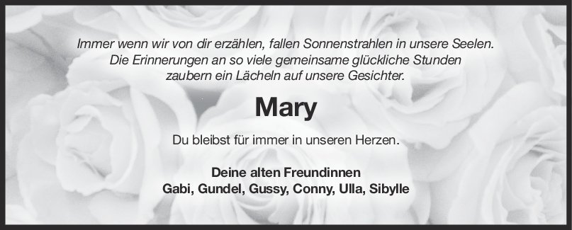 Nachruf Mary <br><p style=