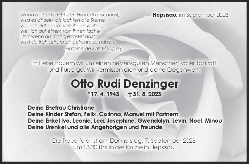 Trauer Otto Rudi Denzinger <br><p style=