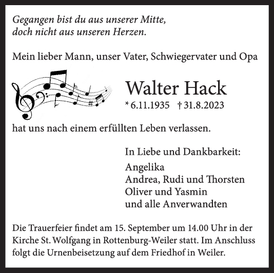 Trauer Walter Hack <br><p style=