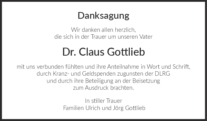 Danksagung Dr. Claus Gottlieb <br><p style=