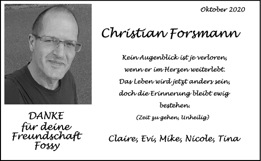 Trauer Christian Forsmann <br><p style=