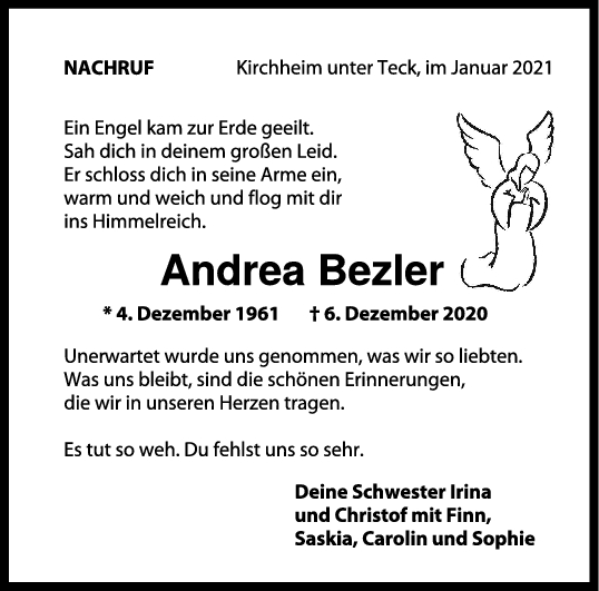 Nachruf Andrea Bezler <br><p style=