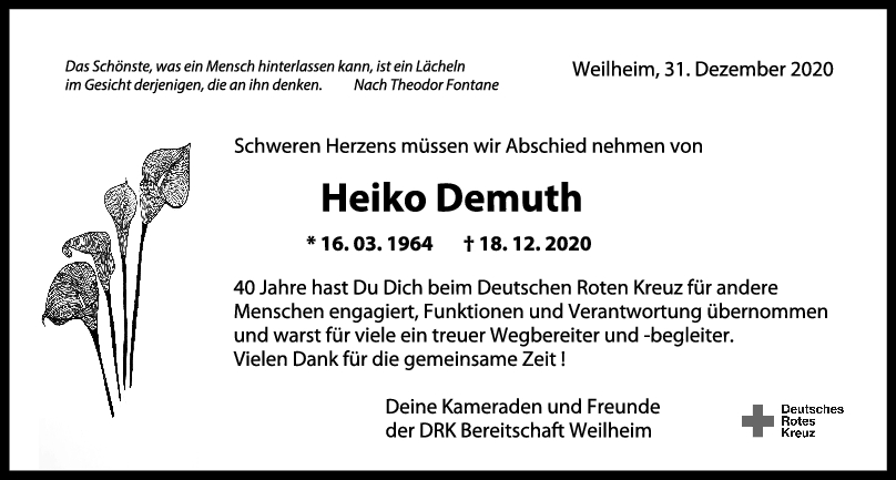 Trauer Heiko Demuth <br><p style=