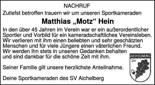 Nachruf Matthias 