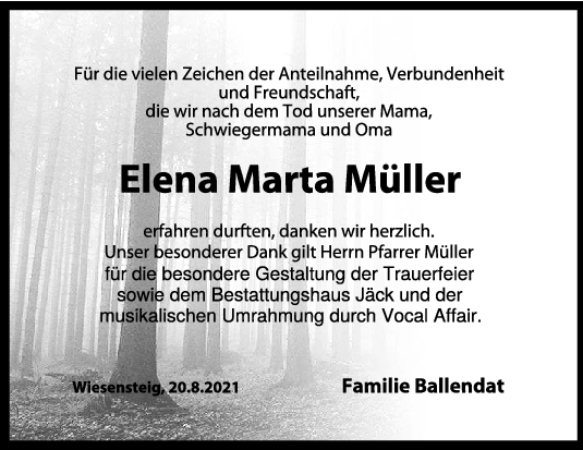 Danksagung Elena Marta Müller <br><p style=