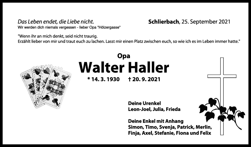 Trauer Walter Haller <br><p style=