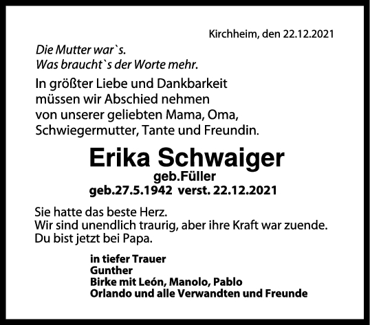 Trauer Erika Schwaiger <br><p style=