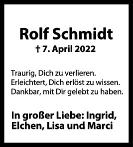 Danksagung Rolf Schmidt 30/04/2022