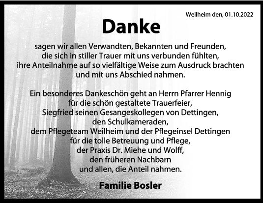 Familie Bosler Danke 01/10/2022