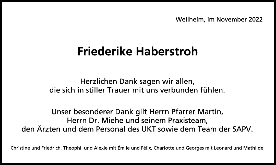 Danksagung Friederike Haberstroh 19/11/2022