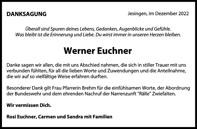 Danksagung Werner Euchner 03/12/2022