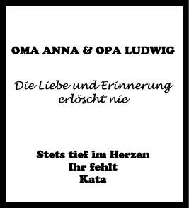 Nachruf Oma Anna & Opa Ludwig 23/12/2022