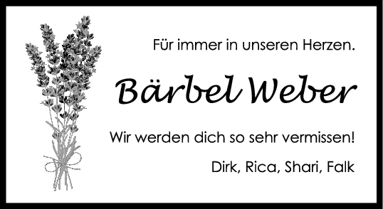 Trauer Bärbel Weber 24/05/2023