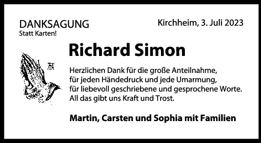Danksagung Richard Simon 03/07/2023