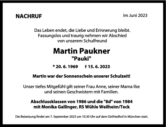Nachruf Martin Paukner 08/07/2023